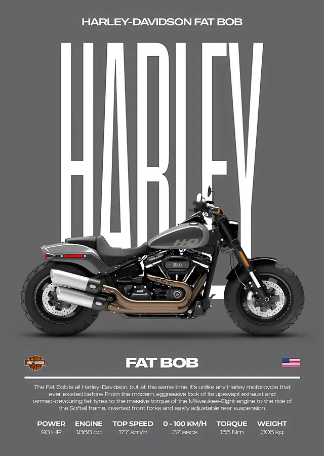 Harley-Davidson Fat Bob metal tablo