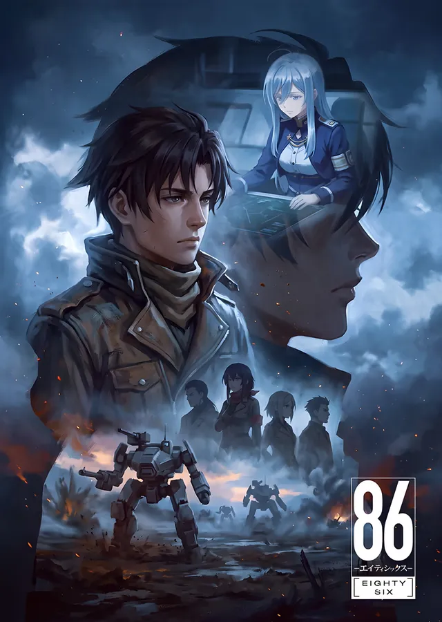 86 Eighty-Six: Mecha Enkazında İki Portre metal tablo