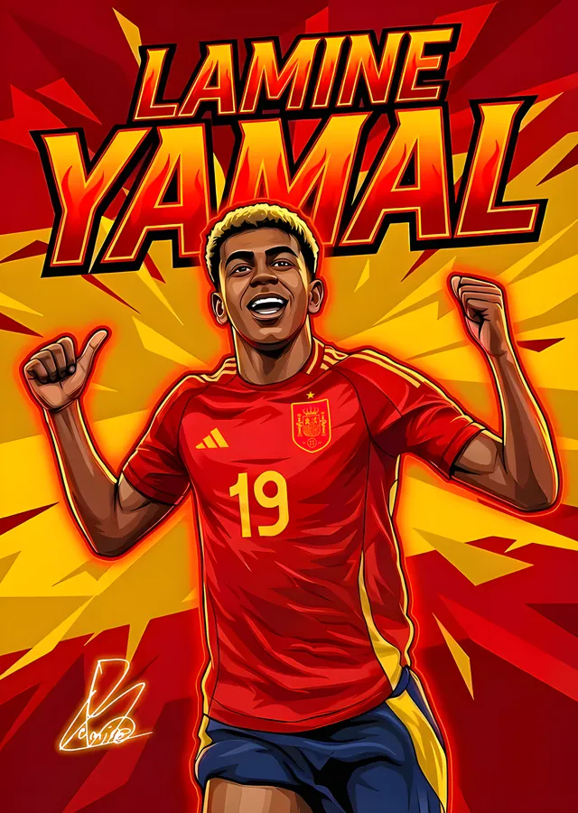 Lamine Yamal: Çizgi Roman metal tablo
