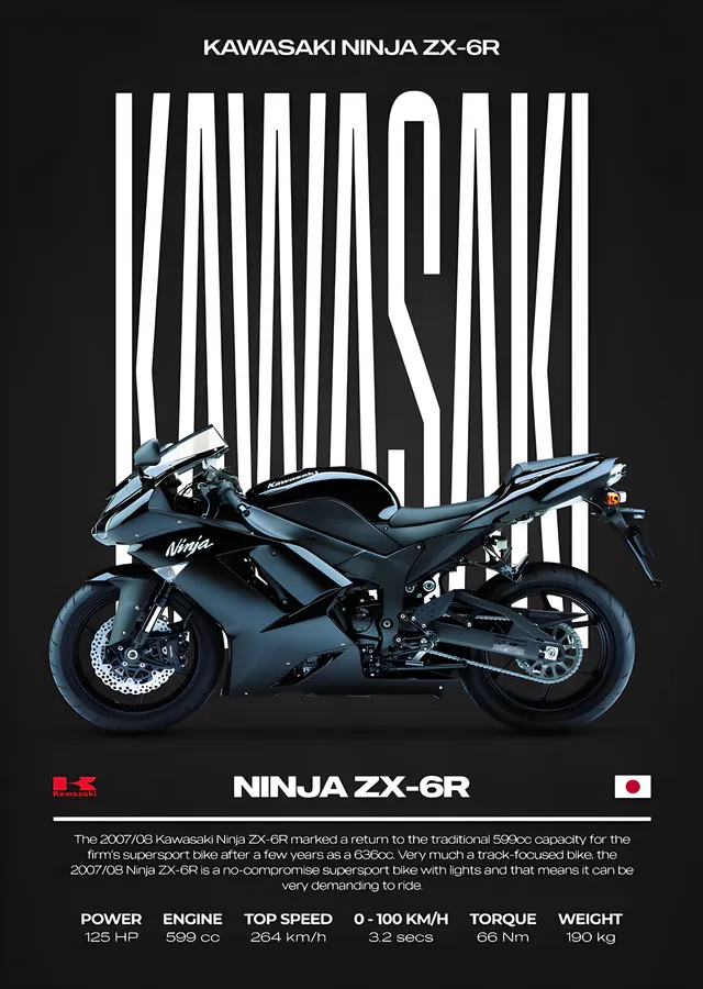 Kawasaki Ninja ZX-6R 2007 metal tablo