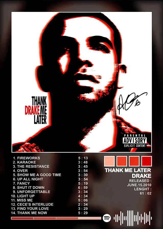 Drake: Thank Me Later metal tablo