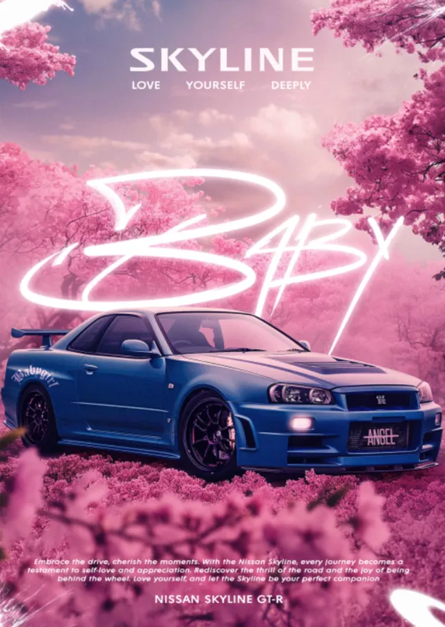 Nissan Skyline GT-R: Love Yourself Deeply metal tablo