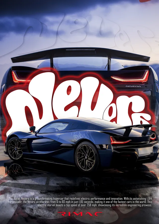 Rimac Nevera: Grafiti Tipografi metal tablo