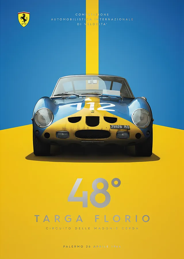 Ferrari 250 GTO · 1964 Targa Florio Mavi metal tablo
