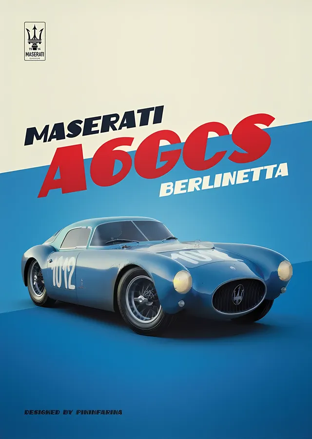Maserati A6GCS Berlinetta · 1954 Mavi metal tablo