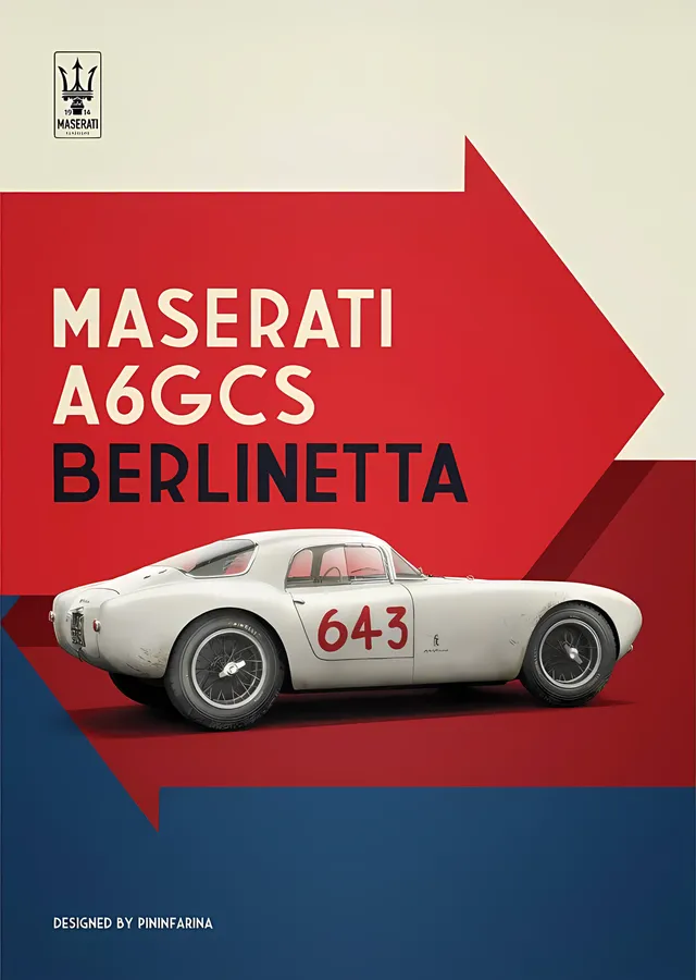 Maserati A6GCS Berlinetta · 1954 Beyaz metal tablo