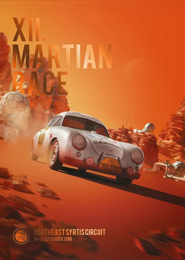 Porsche 356 SL · 2096 Gelecek XII. Mars Yarışı metal tablo