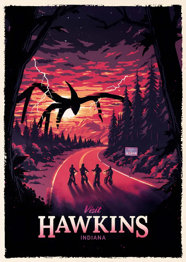 Stranger Things: Visit Hawkins, Indiana metal tablo