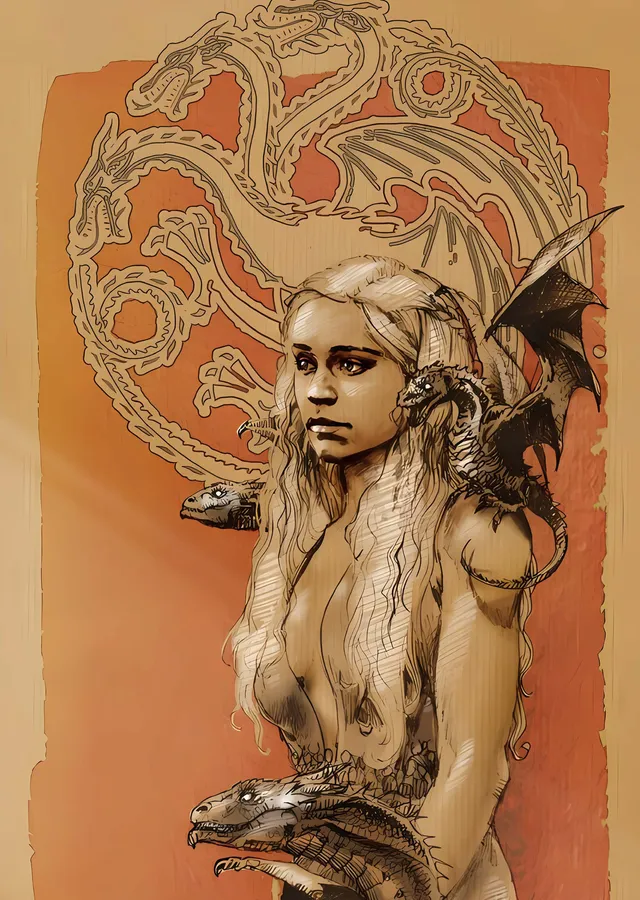 Game of Thrones: Daenerys ve Ejderhası metal tablo