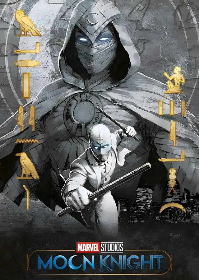 Moon Knight: Hiyeroglifli İllüstrasyon metal tablo