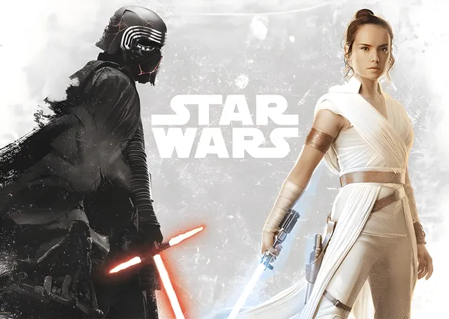 Star Wars: Kylo Ren ve Rey metal tablo