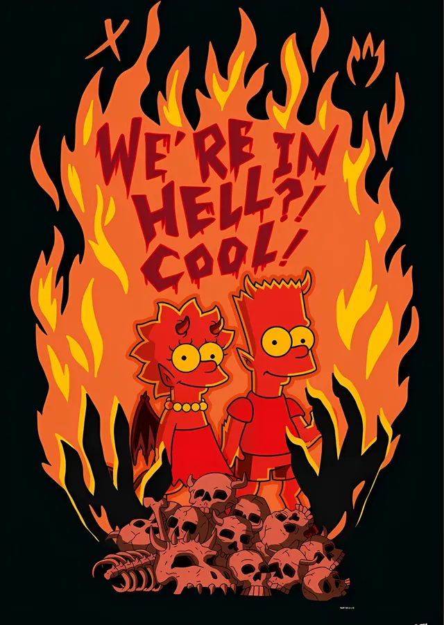 The Simpsons: We're in Hell?! Cool! metal tablo