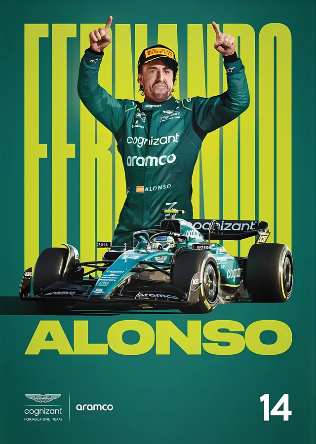 Fernando Alonso · 2023 Aston Martin F1 metal tablo