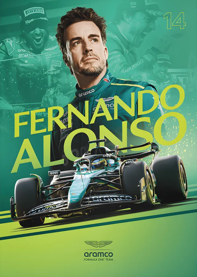 Fernando Alonso · 2024 Aston Martin F1 metal tablo