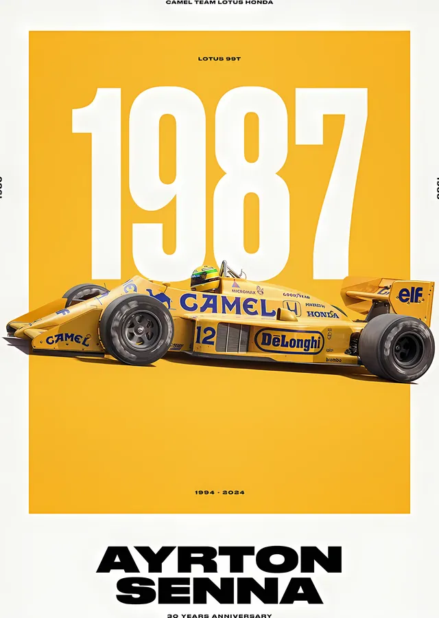 Ayrton Senna Classic Team Lotus 99T · 30 Yıllık Miras metal tablo