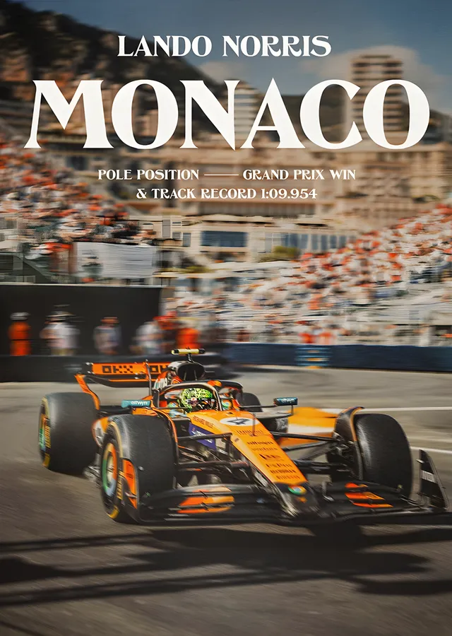 Lando Norris · McLaren Monaco GP 2025 Kazananı metal tablo