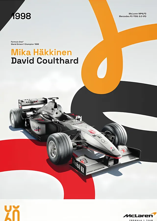 McLaren Racing MP4/13 · 1998 60. Yıl metal tablo