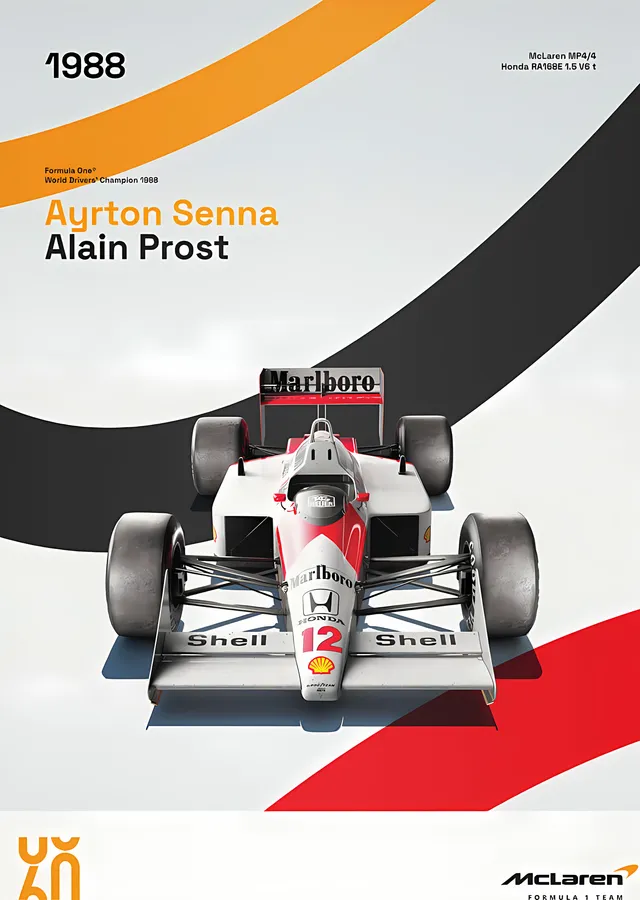 McLaren Racing MP4/4 · 1988 60. Yıl metal tablo
