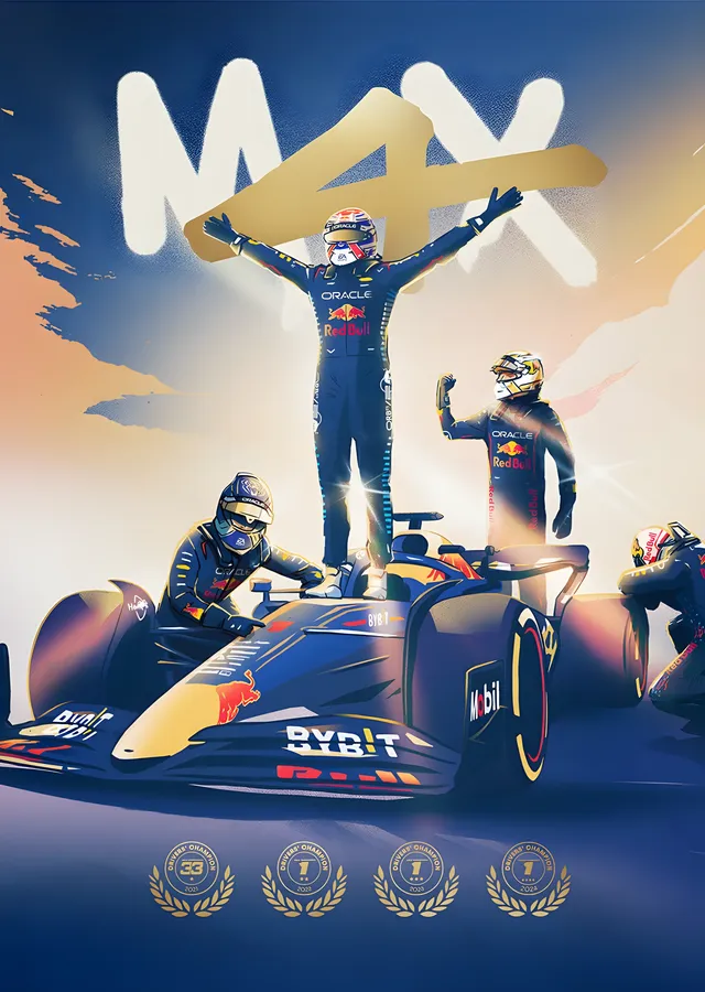 Red Bull Racing · Max Verstappen · 2024 F1 Dünya Şampiy · II metal tablo