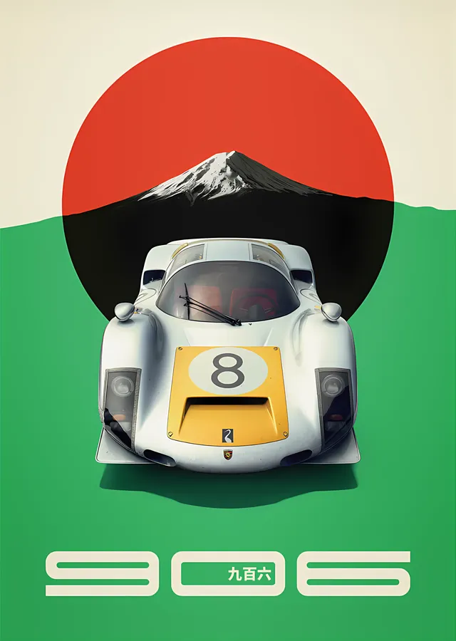 Porsche 906 · 1967 Japonya GP Beyaz metal tablo