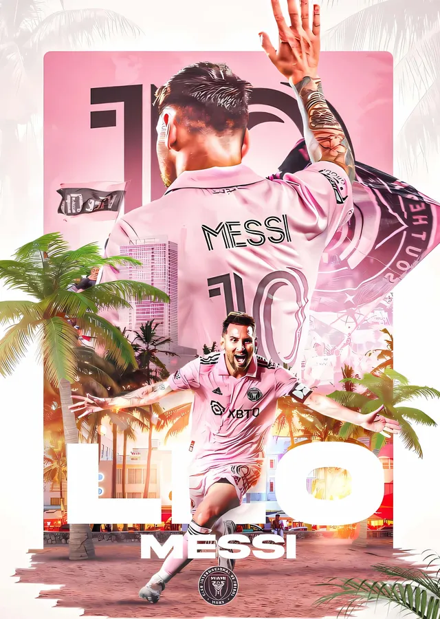 Lionel Messi: Inter Miami · Palmiyeli Kompozisyon metal tablo