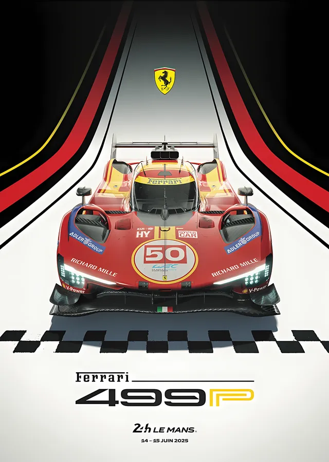 Ferrari 499P · 24 Saat Le Mans 2025 metal tablo