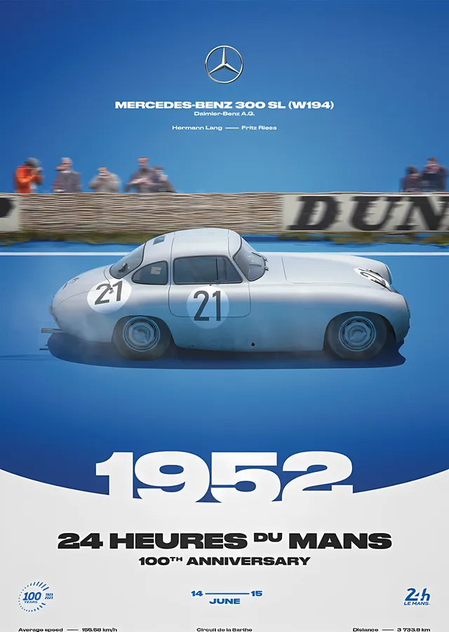 Mercedes-Benz 300 SL (W194) · 1952 100. Yıl metal tablo