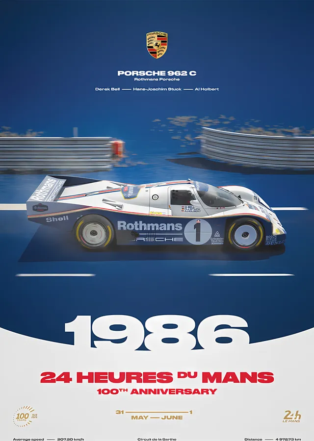Porsche 962 C · 1986 100. Yıl metal tablo