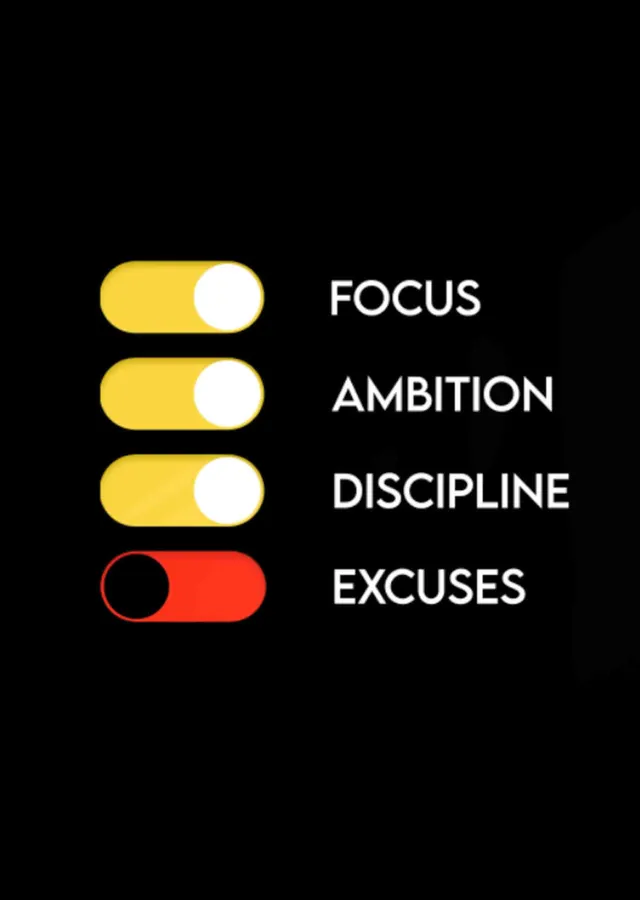 Focus, Ambition, Discipline metal tablo
