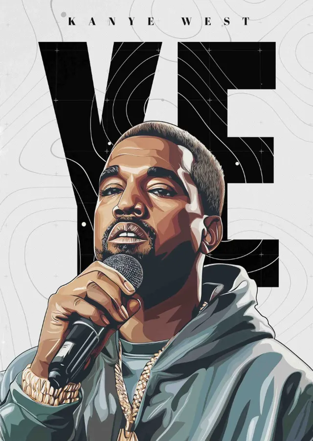 Kanye West: Ye · Mikrofonlu Portre metal tablo