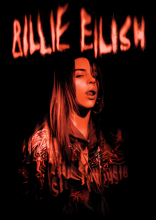 Billie Eilish: Kızıl Işık metal tablo
