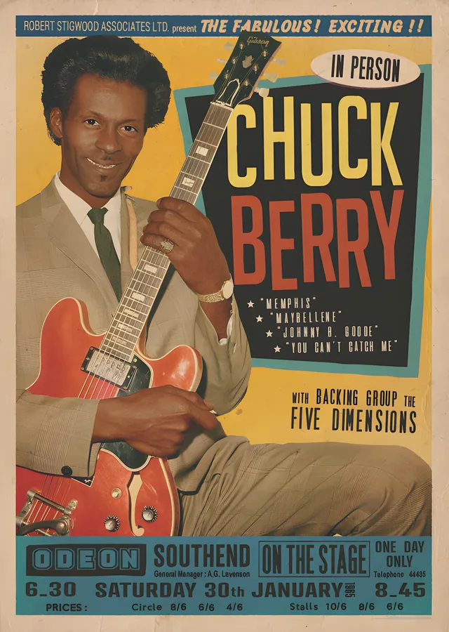 Chuck Berry: Odeon Southend metal tablo