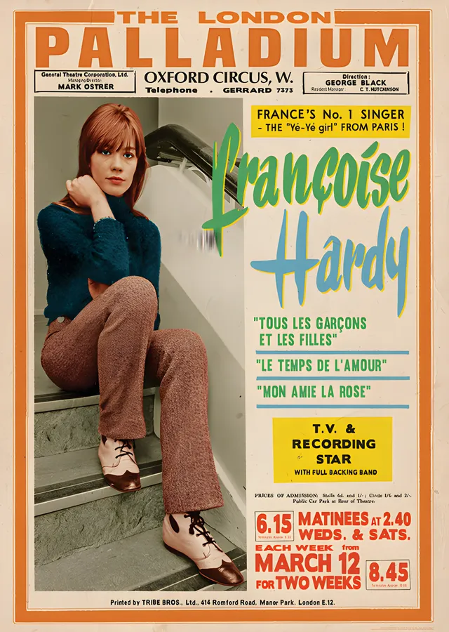 Françoise Hardy: London Palladium metal tablo