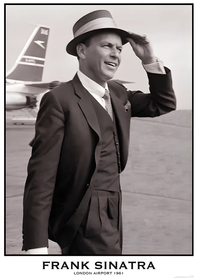 Frank Sinatra: Londra Havalimanı 1961 metal tablo