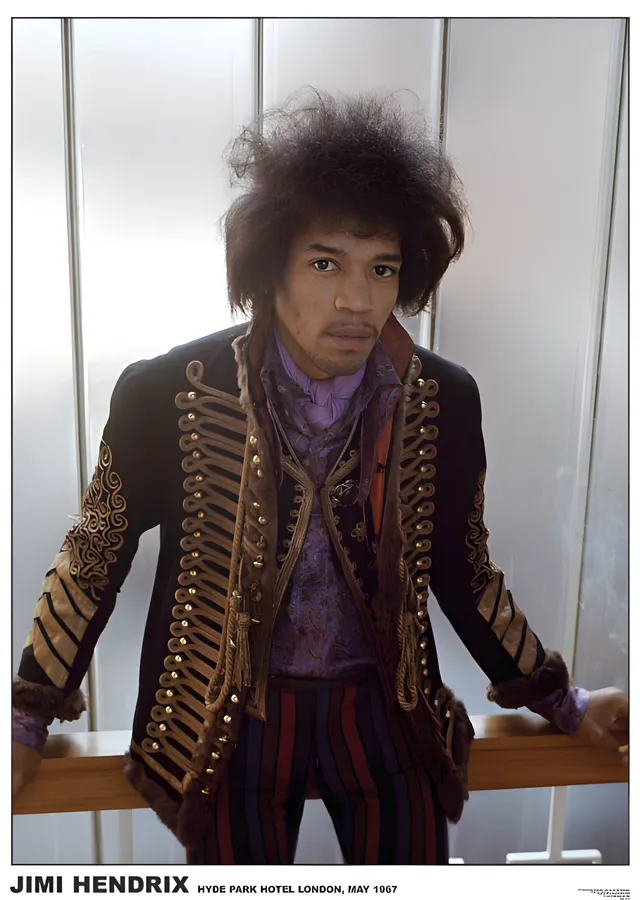 Jimi Hendrix: Hyde Park Hotel 1967 metal tablo