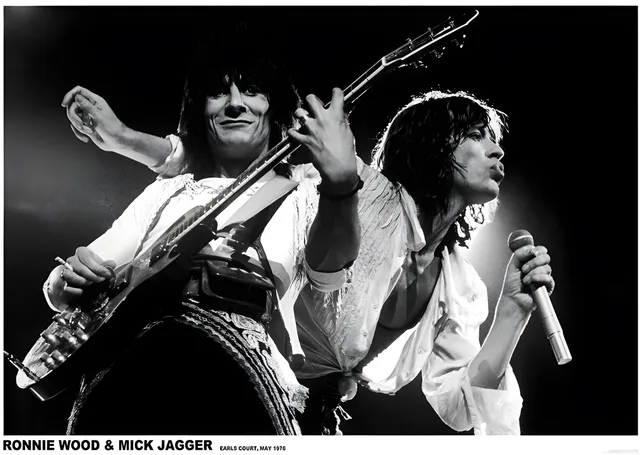 Mick Jagger ve Ronnie Wood: Earls Court 1976 metal tablo