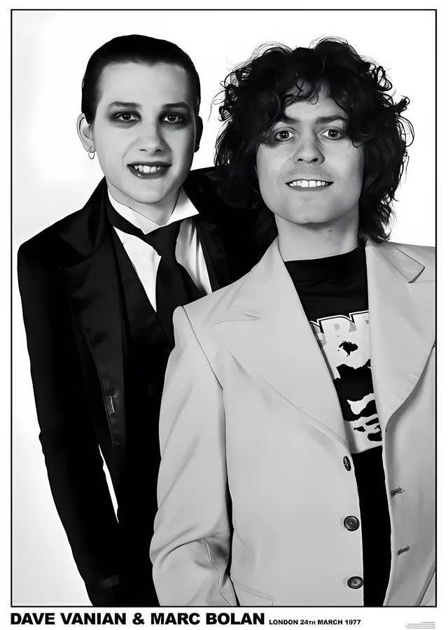 Dave Vanian ve Marc Bolan: Londra 1977 metal tablo
