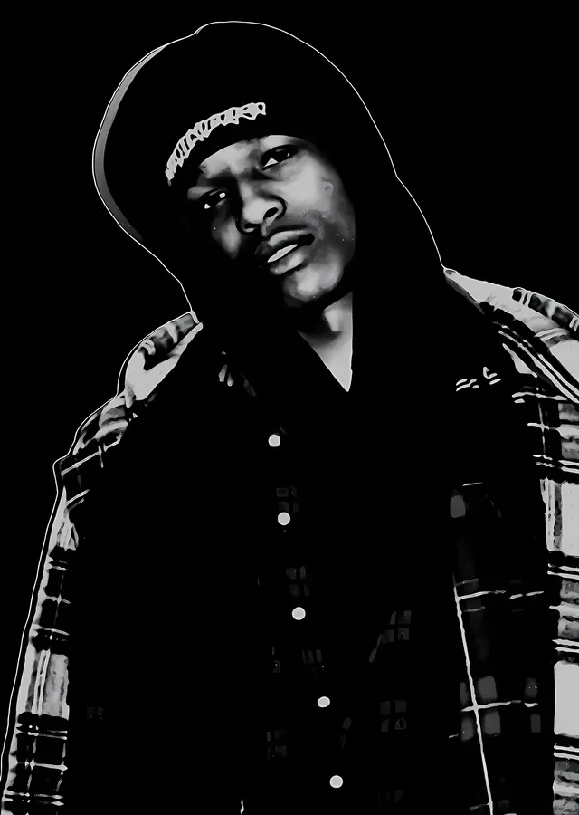 A$AP Rocky: Kapüşonlu Gölge metal tablo