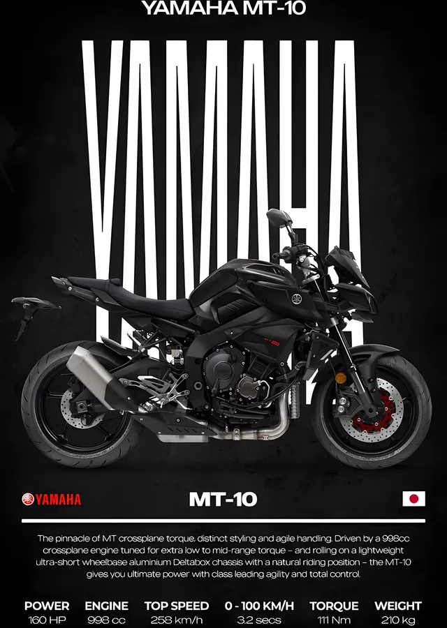 Yamaha MT-10 - Kırmızı Detay metal tablo