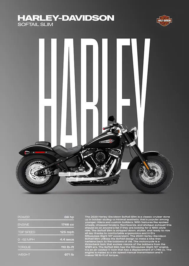Harley-Davidson Softail Slim metal tablo