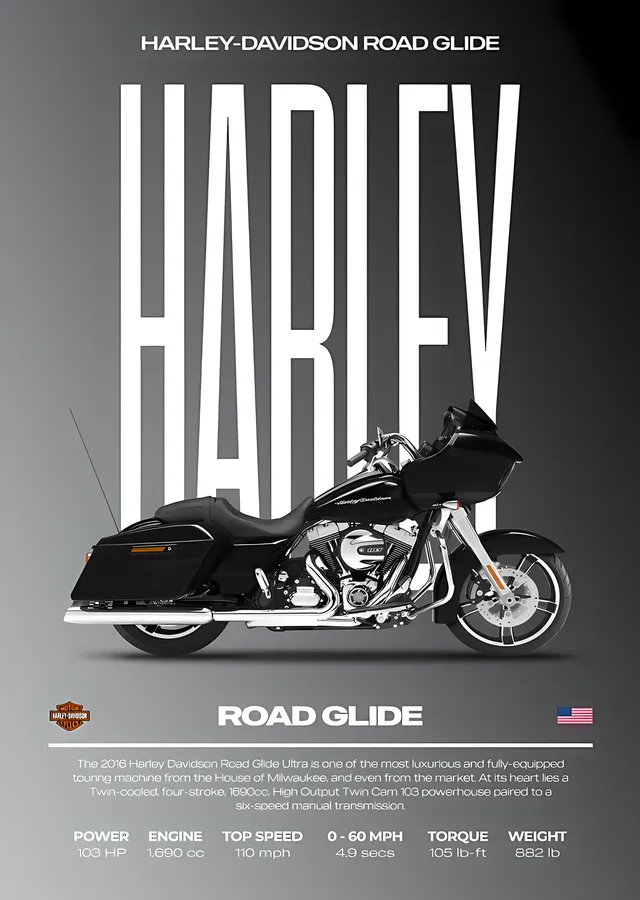 Harley-Davidson Road Glide metal tablo