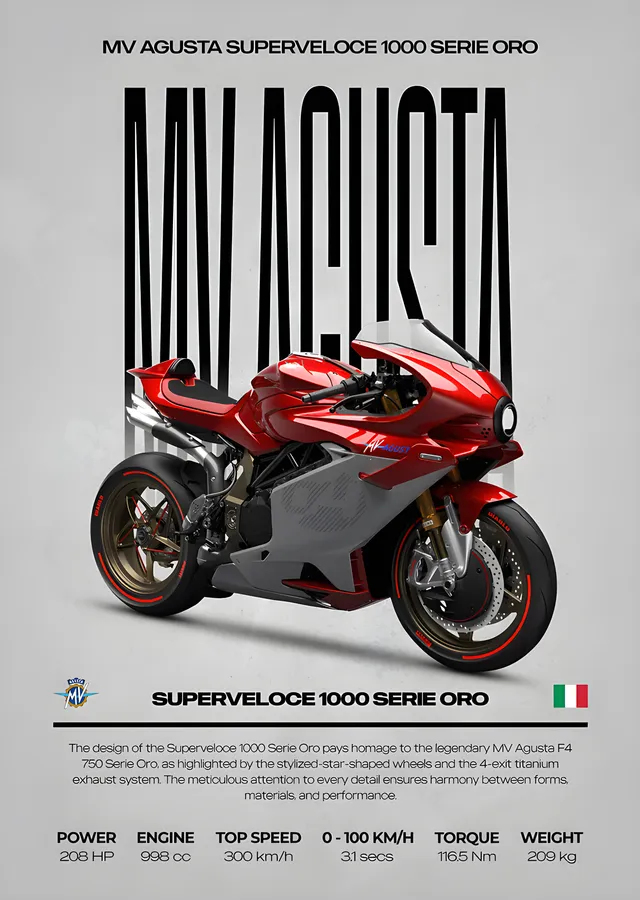 MV Agusta Superveloce 1000 Serie Oro metal tablo
