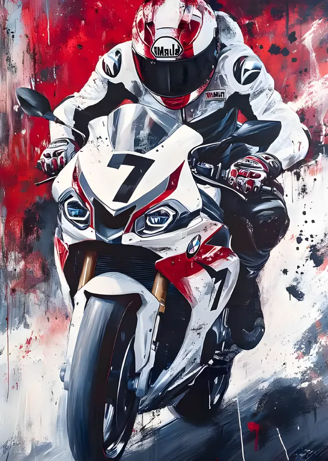 BMW S 1000 RR - Kırmızı Zemin metal tablo