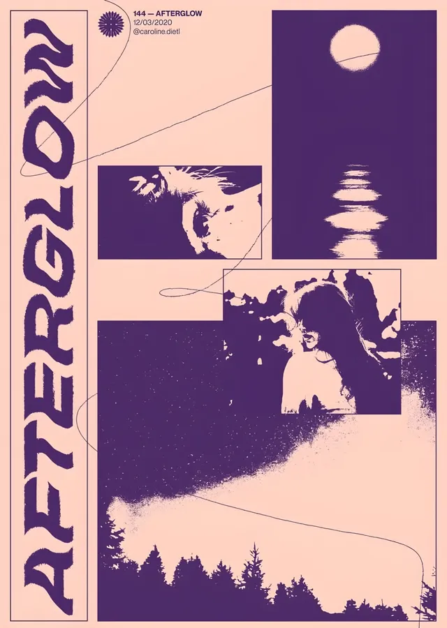 Afterglow - Mor Kolaj metal tablo