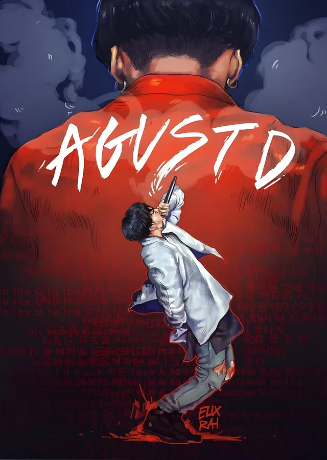 Agust D - Kırmızı Sahne Afişi metal tablo