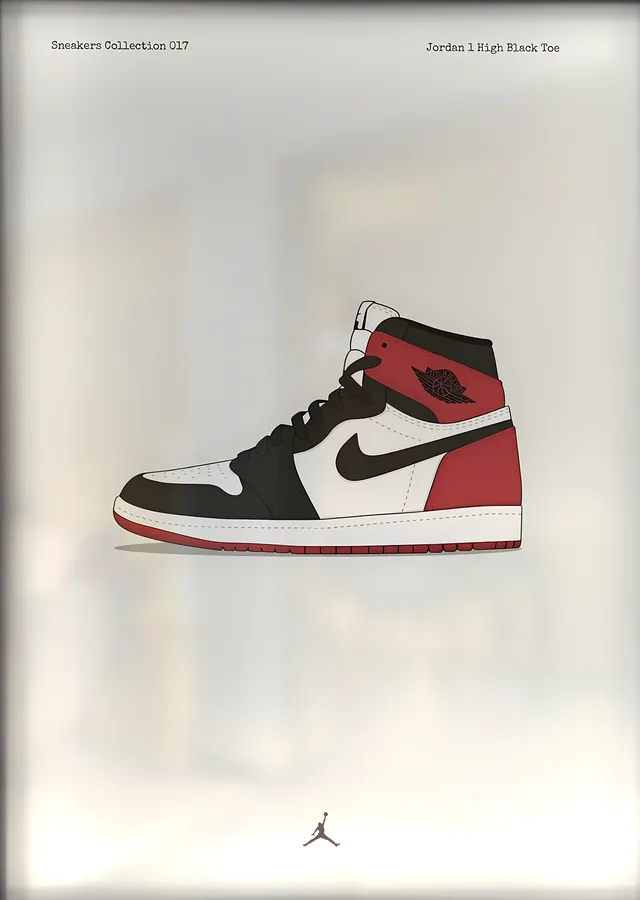 Air Jordan 1 High: Black Toe metal tablo