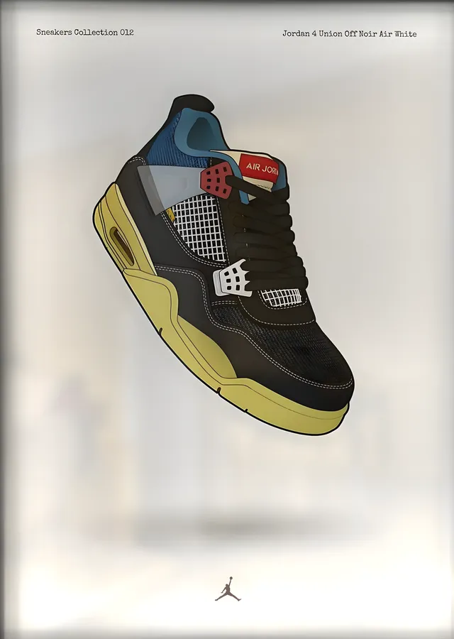 Air Jordan 4: Union Off Noir metal tablo