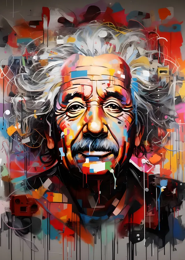 Albert Einstein - Grafiti metal tablo