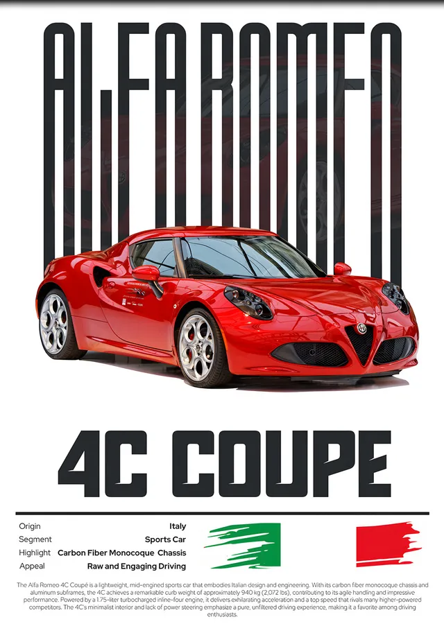 Alfa Romeo 4C Coupe Künye metal tablo