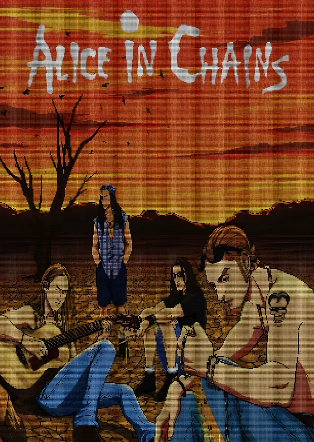 Alice in Chains: Gün Batımında Grup Sahnesi metal tablo
